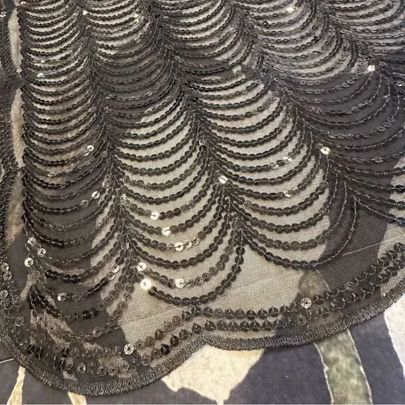 Vintageāblack scalloped sequin scarf lightweight dressy evening EUC - Picture 11 of 16